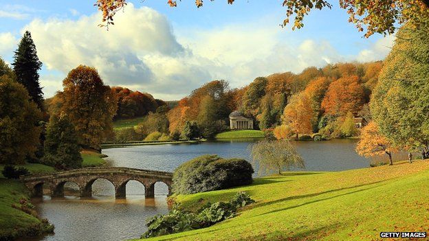 The gardens at Stourhead, the former estate of the Stourton family, now owned by the National Trust, in Wiltshire, England