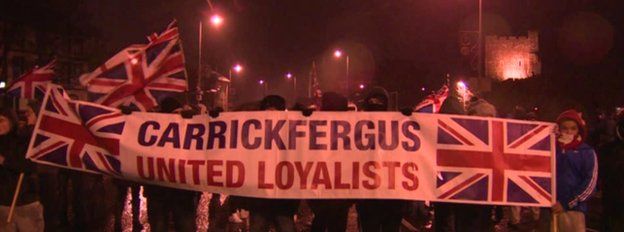 There was a protest in Carrickfergus