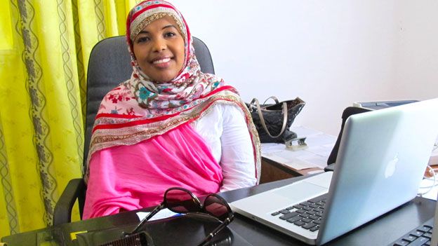 Safia Yassin Farah in her office in Mogadishu, Somalia