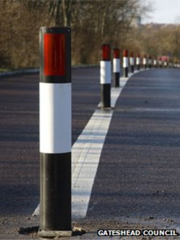 Gateshead trials bus lane bollards BBC News