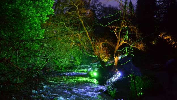 It's electric - Rouken Glen lights up a rainy night - BBC News