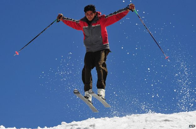 A young man skis at Malam Jabba, 20 march 2011