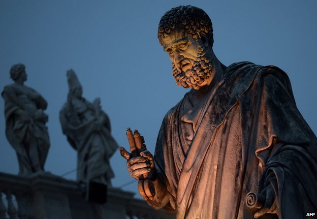 Statue of St Peter on St Peter's Square, the Vatican, 1 March