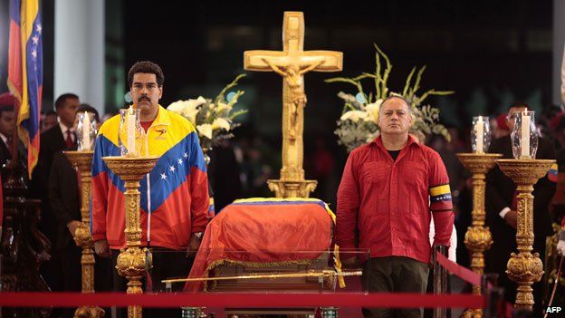 The coffin of Hugo Chavez