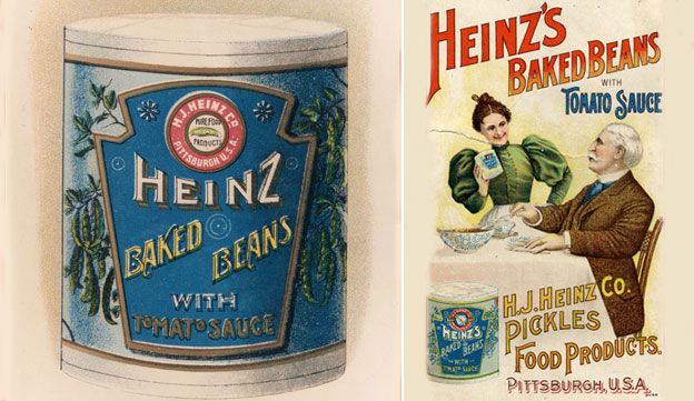 Heinz can from 1895 and an early US advert