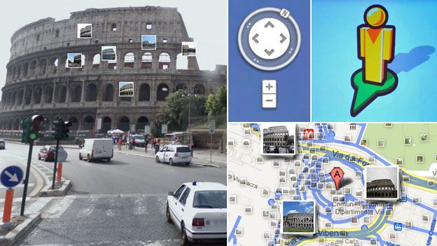 Images from Google map of the Colosseum in Rome