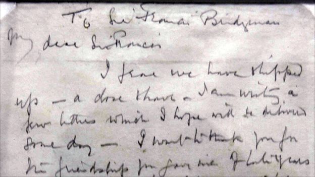 Part of a letter written by Capt Scott