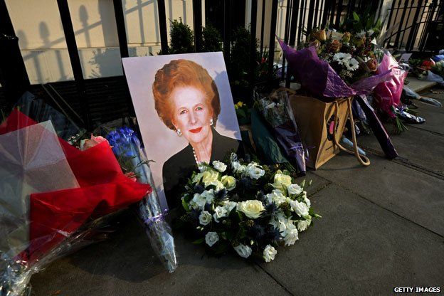Floral tribute to Margaret Thatcher