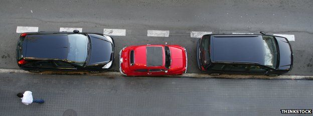 Three cars parked end to end