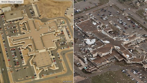 Oklahoma tornado: Before and after images - BBC News