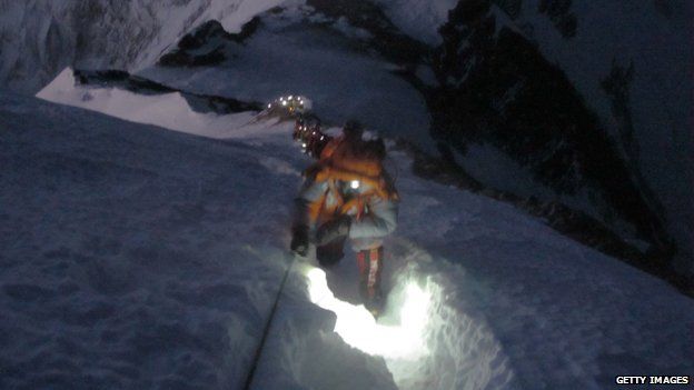 Climbers in a "traffic jam" on Everest in May 2012