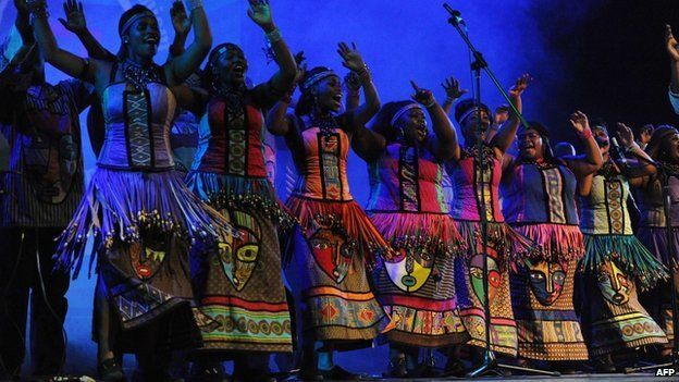 A group of South African dancers performs during the 50th African Union Anniversary Summit in Addis Ababa on 25 May 2013