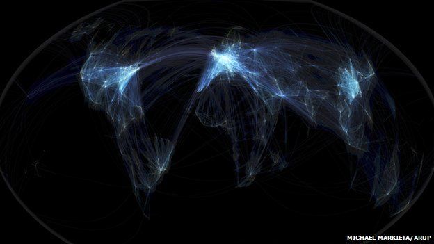 Global flights Earth. Michael Markieta/Arup.