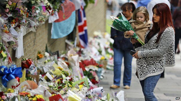 Tributes in Woolwich to murdered soldier Lee Rigby