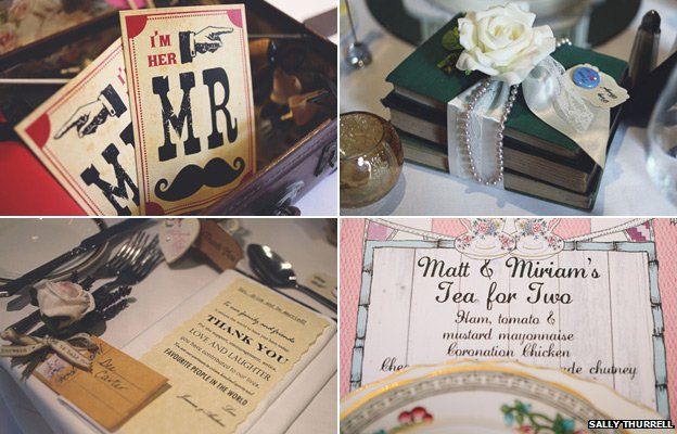 Wedding details including menus, table dressings and place cards (photos courtesy of Sally Thurrell)