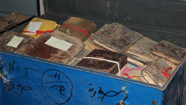 Manuscripts in a metal box