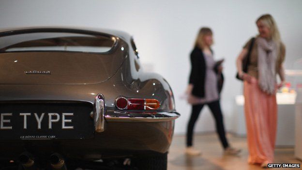 An E Type Jaguar on show at the Victoria & Albert Museum