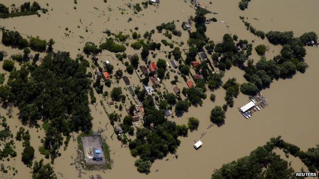 Aerial view of Dunabogdany, Hungary (9 June)