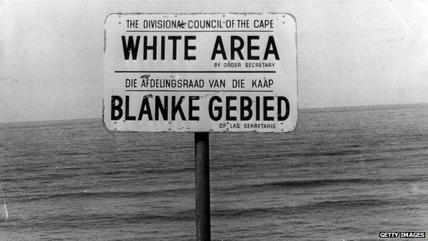 Apartheid white area sign