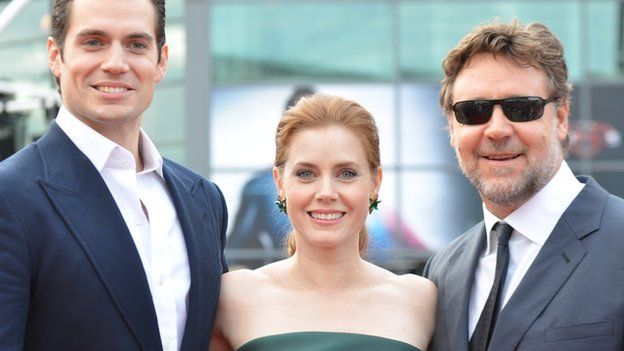 Henry Cavill, Amy Adams and Russell Crowe