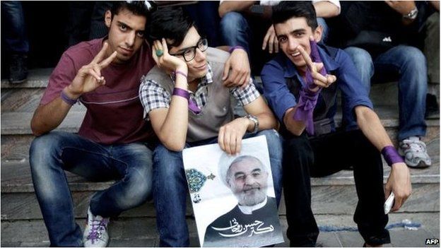 Supporters of Hassan Rouhani in Tehran, 15 June