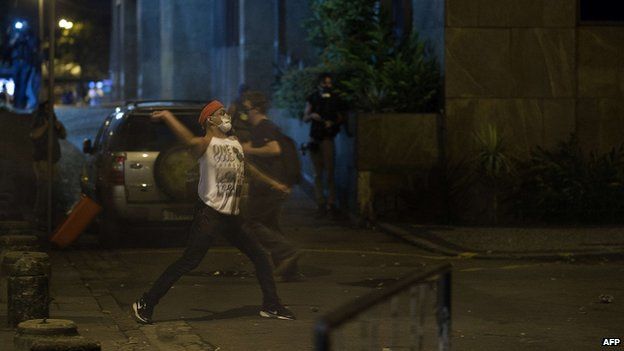 A stone thrown by youth in Rio de Janeiro