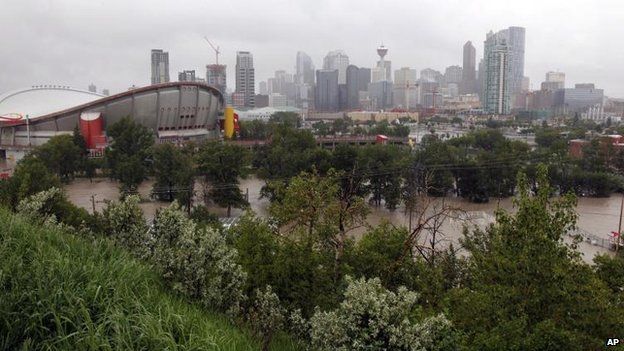 The Calgary Stampede grounds and Saddledome are flooded in Calgary, 21 June