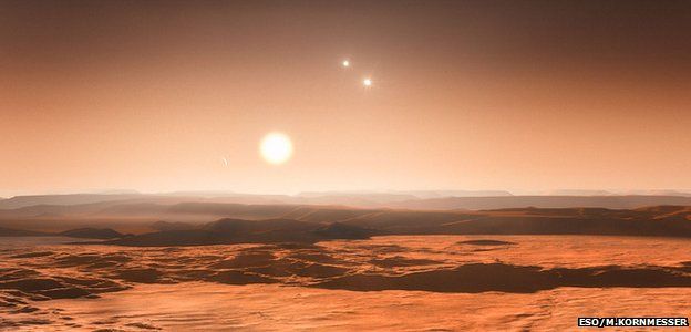 An impression of what the sky might look like from the exoplanet Gliese 667Cd