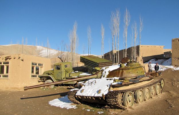 Tanks in a schoolyard