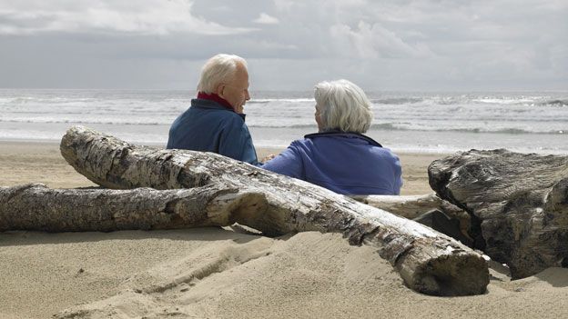 elderly people on beach