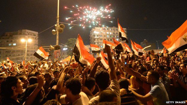 Egyptian celebrate in Tahir Square