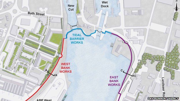 Ipswich tidal flood barrier work begins - BBC News