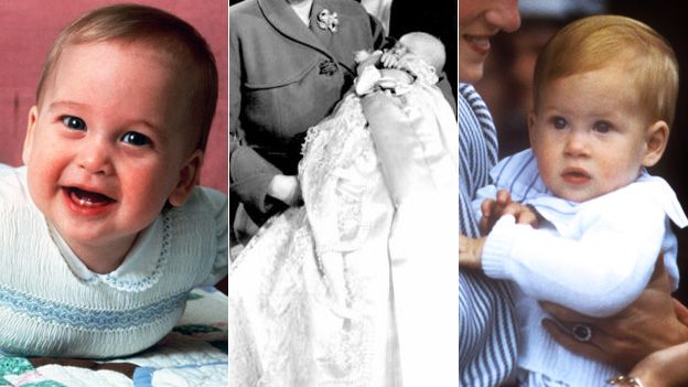 Prince William, Prince Charles and Prince Harry as babies