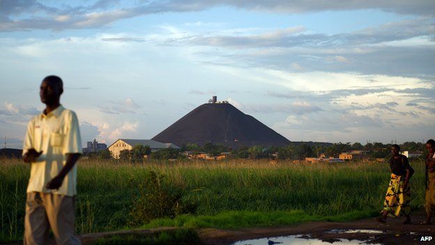 A view over the massive slag heap, which has become the symbol of DR Congo's Lubumbashi city, taken on 1 December 2011