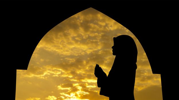 Muslim prays at Ramadan