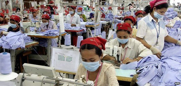 A garment manufacturing factory in Cambodia
