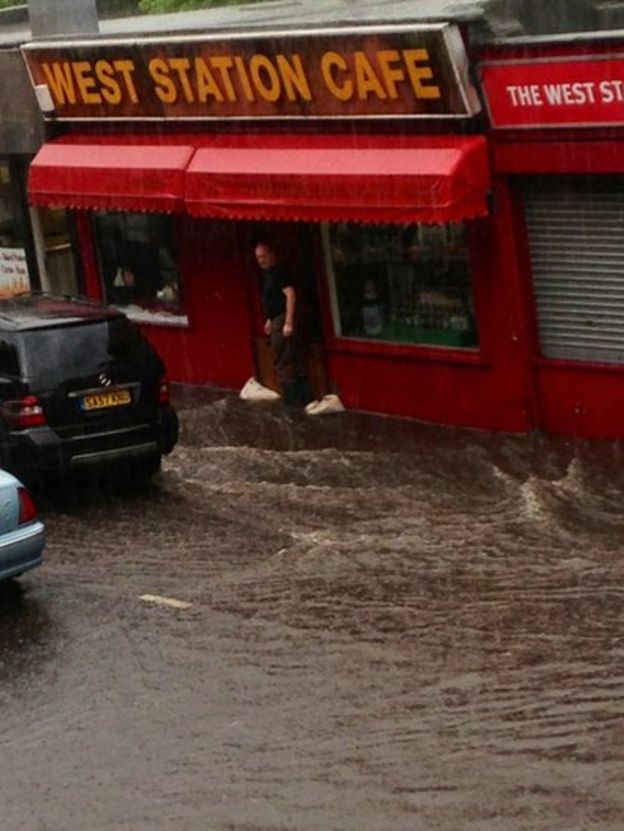 In pictures Flash flooding slows Greenock traffic BBC News