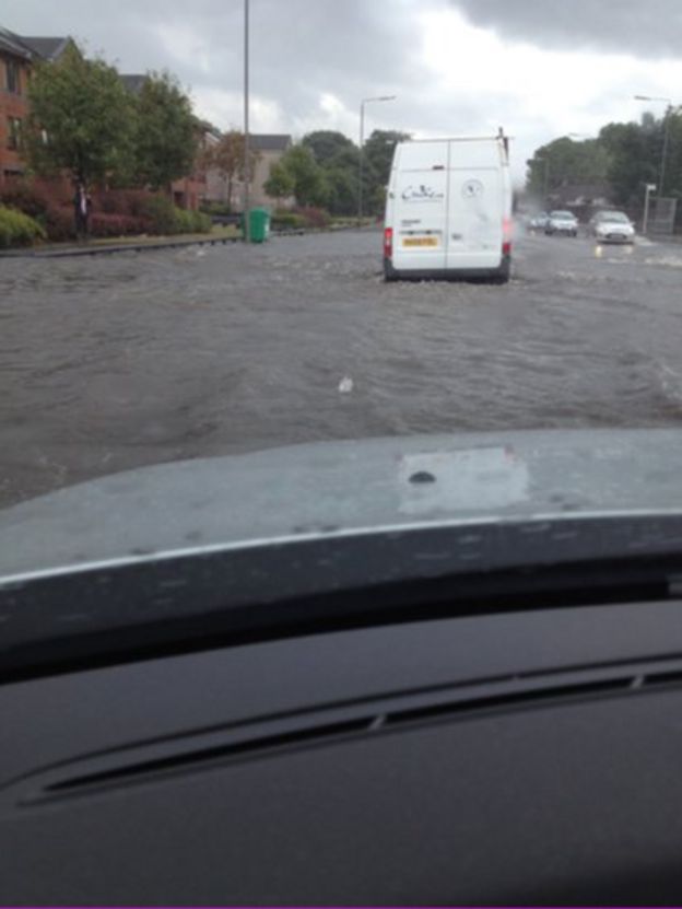 In pictures Flash flooding slows Greenock traffic BBC News