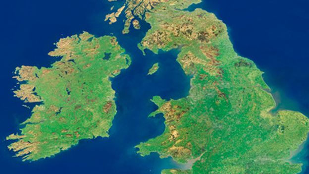 Map showing Ireland and Britain