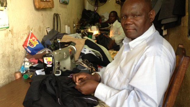 Osman Kabere, a tailor in Lilongwe, Malawi
