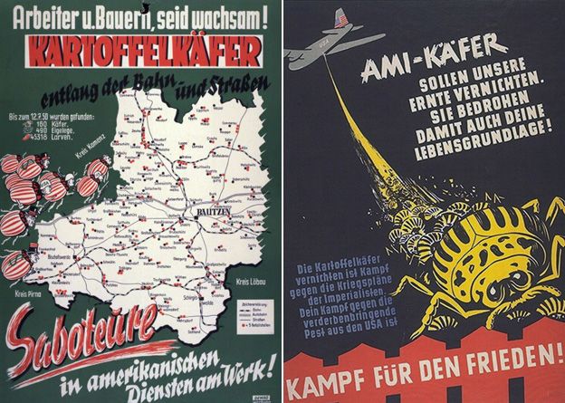 East German government public information leaflets about the problem of potato beetles