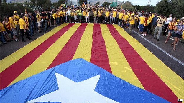 Catalan flag in in Alcanar. 11 Sept 2013