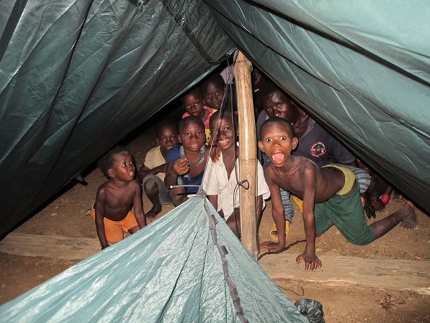 Children in the village of Mogbaima in Sierra Leone