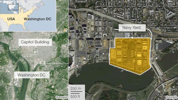 A map of the US Navy Yard complex