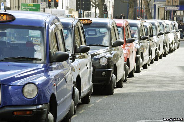 Taxi rank in Vauxhall Bridge Road, London