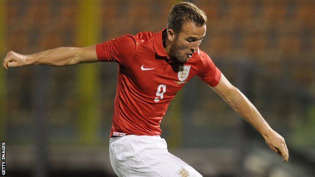 Tottenham striker Harry Kane scores for England Under-21s against San Marino