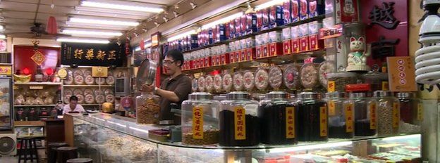 Wu Wei-tung at is Chinese medicine store in Taiwan