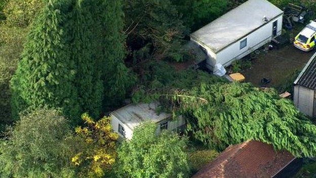 Crushed static caravan in Hever near Edenbridge