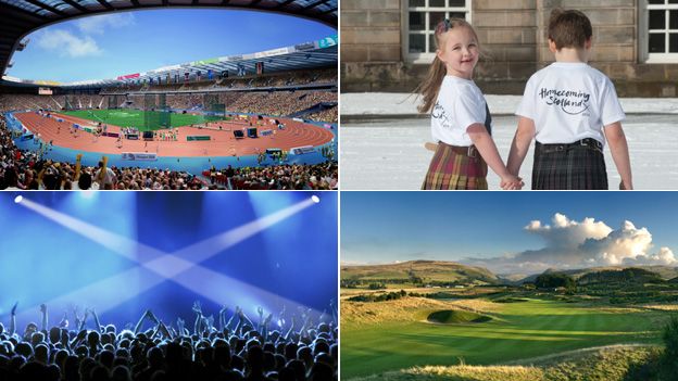 Impression of Hampden for Glasgow 2014, Homecoming kids (picture by Gareth Easton/VisitScotland), Saltire and Gleneagles