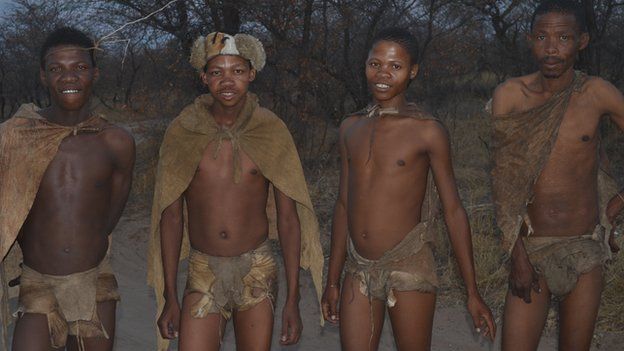 Basarwa Bushmen at a tourist village in Ghanzi, Botswana